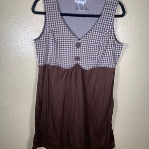 Vintage Rocker Girl brown houndstooth mini dress
